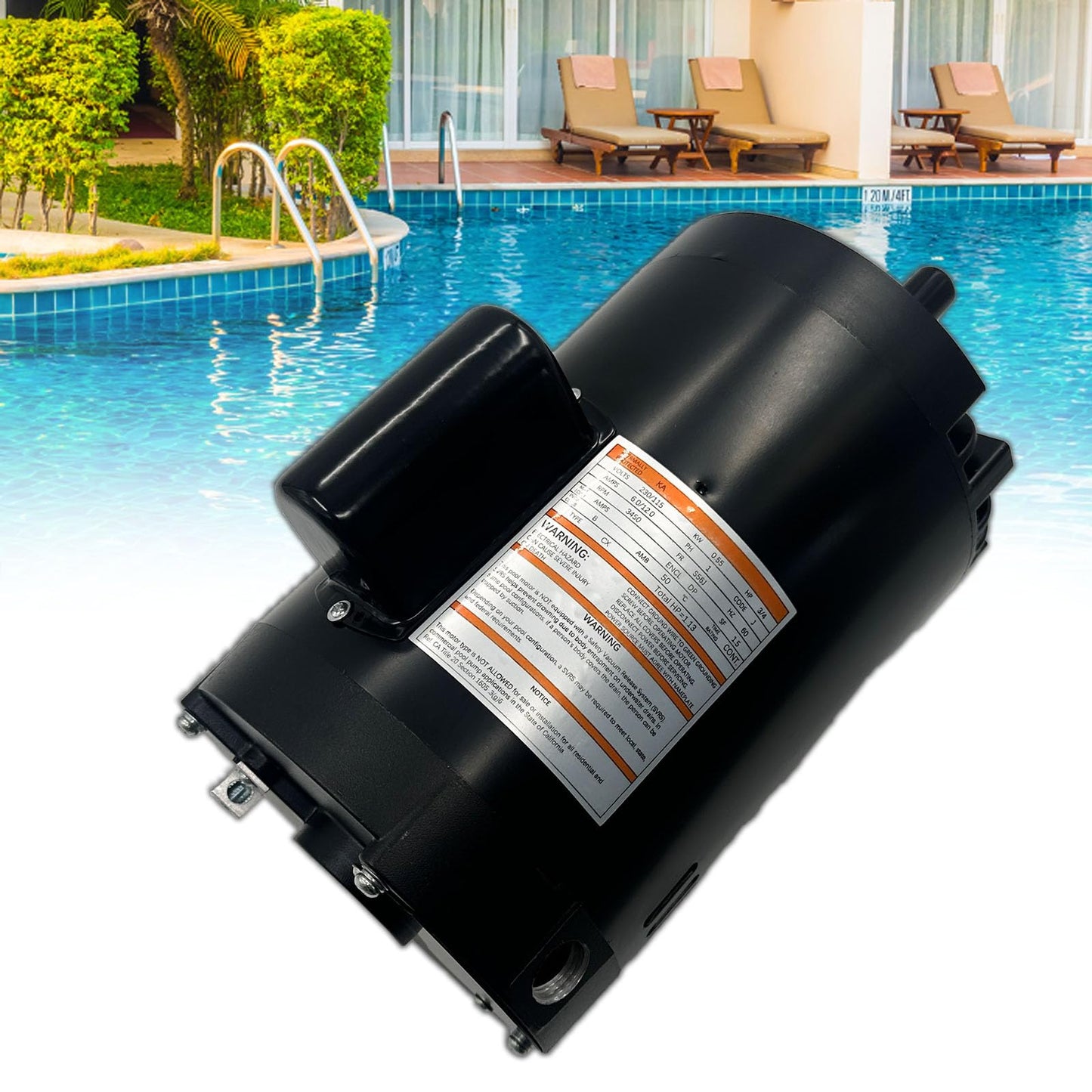 Century C-Face Pool and Spa Pump Motor 1.10HP 115/230V