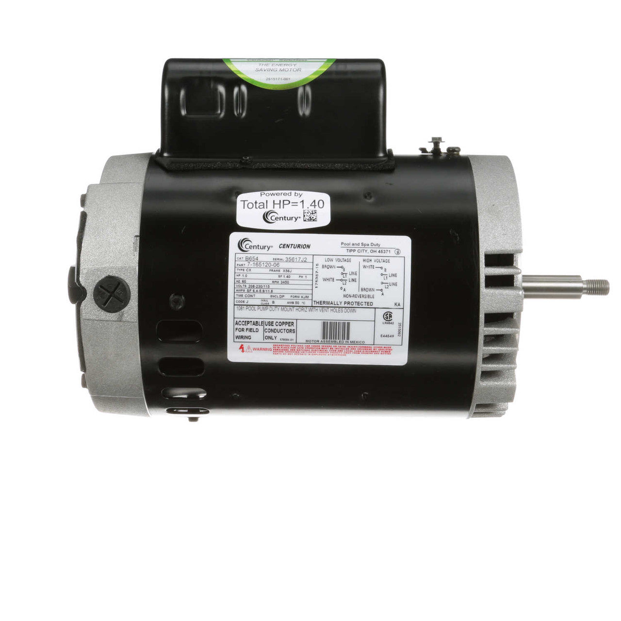 Century C-Face Pool and Spa Pump Motor 1.10HP 115/230V