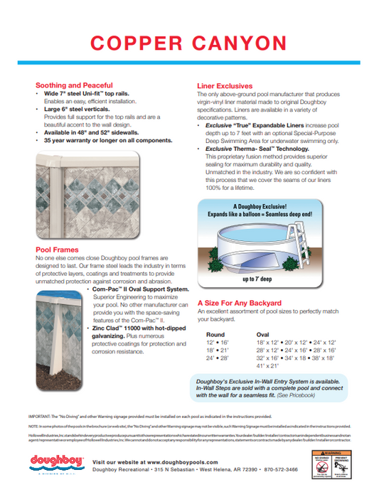 21'x48 ROUND COPPER CANYON - 7" Steel Flare Top Rail - 48" Pool Wall