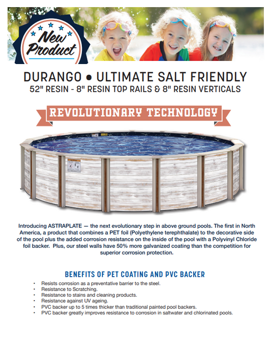 20'X12'X52 OVAL DURANGO - 8" RESIN TOP RAILS - 52" WALL PACKAGE