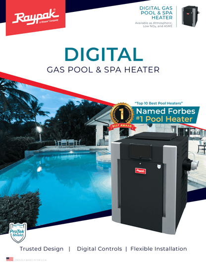 Raypak Digital Gas Pool & Spa Heater, 206A-406A  Cupronickel Heat Exchanger