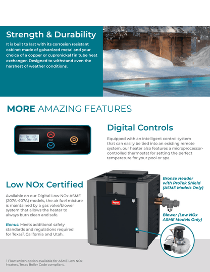 Raypak Digital Gas Pool & Spa Heater, 206A-406A  Cupronickel Heat Exchanger