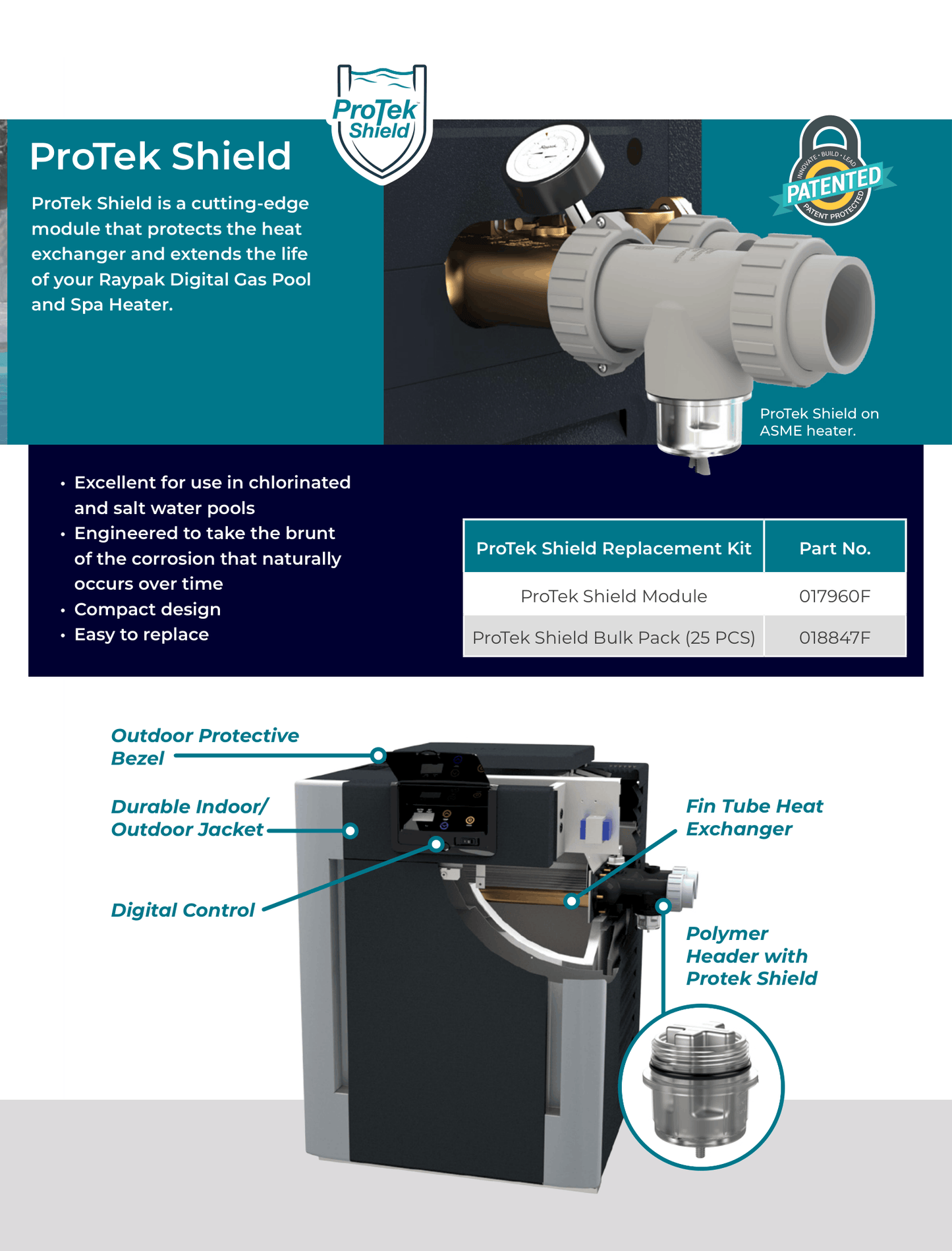 Raypak Digital Gas Pool & Spa Heater, 206A-406A  Cupronickel Heat Exchanger