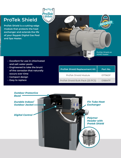 Raypak Digital Gas Pool & Spa Heater, 206A-406A  Cupronickel Heat Exchanger