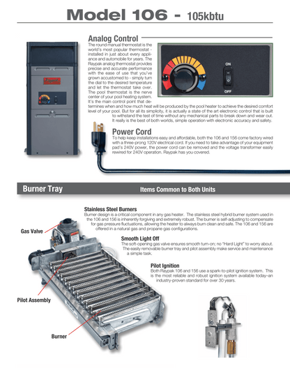 Raypak Above Ground Gas Pool & Spa Heater, 106A-156A