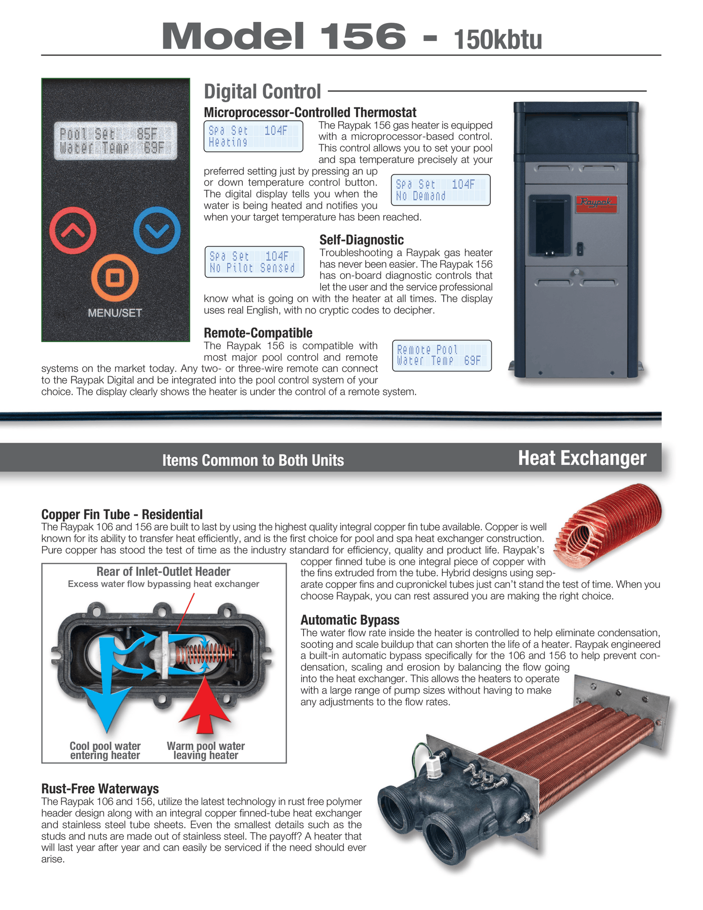 Raypak Above Ground Gas Pool & Spa Heater, 106A-156A