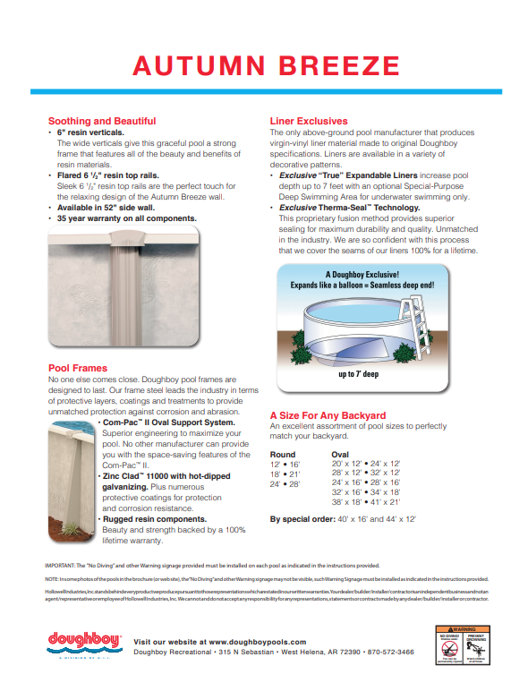 28'X16'X52 OVAL AUTUMN BREEZE - 6 1/2" Flare Resin Top Rail - 52" Pool Wall Package