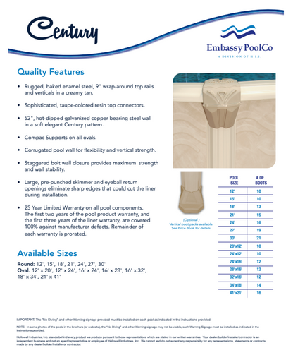 21'X52 ROUND CENTURY - 9" WRAP AROUND TOP RAIL - STEEL CATEGORY - 52" WALL PACKAGE