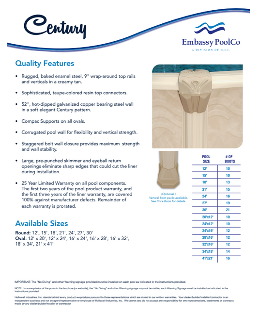 24'X12'X52 OVAL CENTURY - 9" WRAP AROUND TOP RAIL - STEEL CATEGORY - 52" WALL PACKAGE