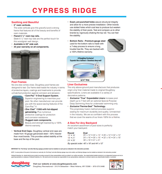 12'X52 ROUND  CYPRESS RIDGE - 6 1/2" Resin Top Rail - 52" Pool Wall