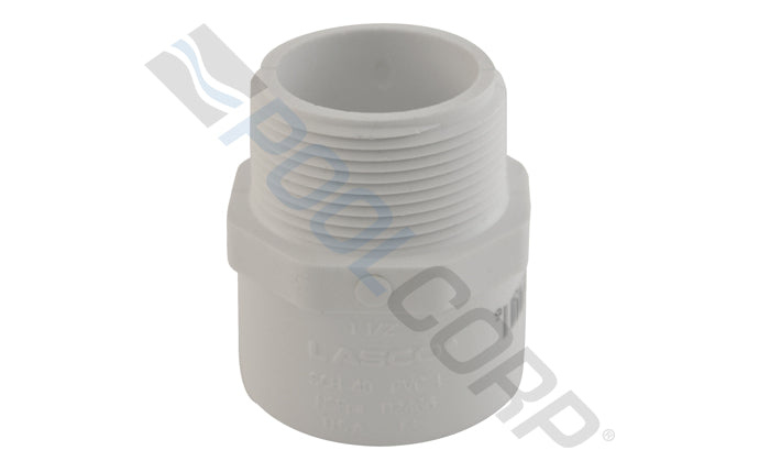 Westlake Pipe & Fittings 1.5" White MPT x Slip SCH40 PVC Male Adapter