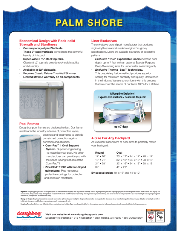 16'X52 ROUND PALM SHORE - 8 1/2" Steel Top Rail - 52" Pool Wall Package