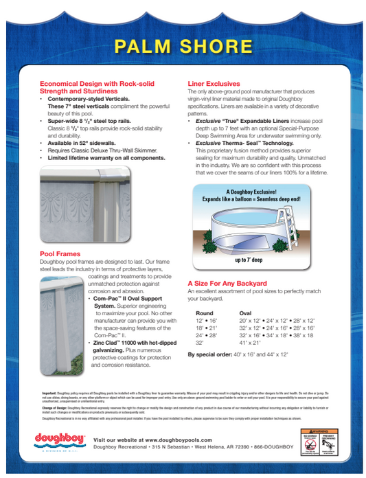 21'X52 ROUND PALM SHORE - 8 1/2" Steel Top Rail - 52" Pool Wall Package