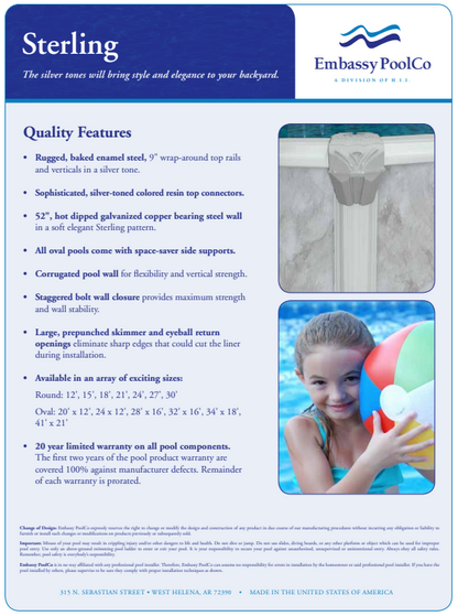 12'X52 ROUND STERLING - 9" WRAP AROUND TOP RAIL - STEEL CATEGORY - 52" WALL PACKAGE