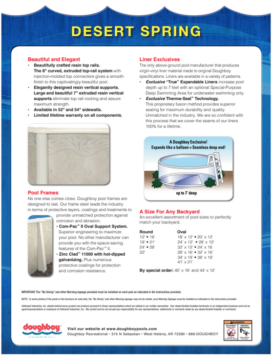 16'X52 ROUND  DESERT SPRING - 8" Resin Top Rail - 52" Pool Wall