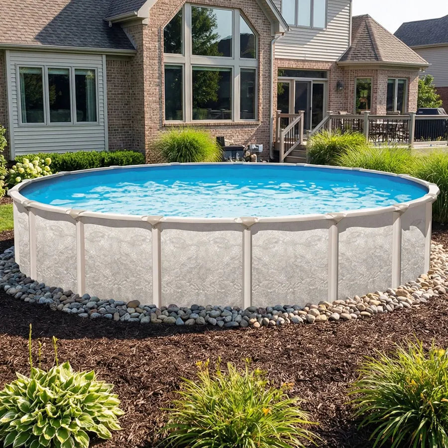 Magnus 21' Round 54" Pool Package - Includes Boulder Swirl Liner, Ladder & Maintenance Kit